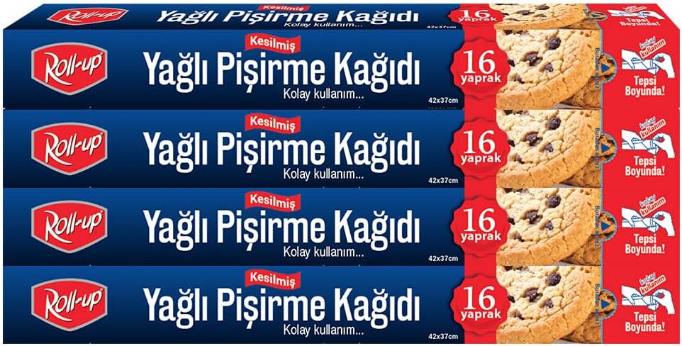 Roll-Up Kesilmiş Yağlı Pişirme Kağıdı 16 Yaprak 4lü Kutu Set