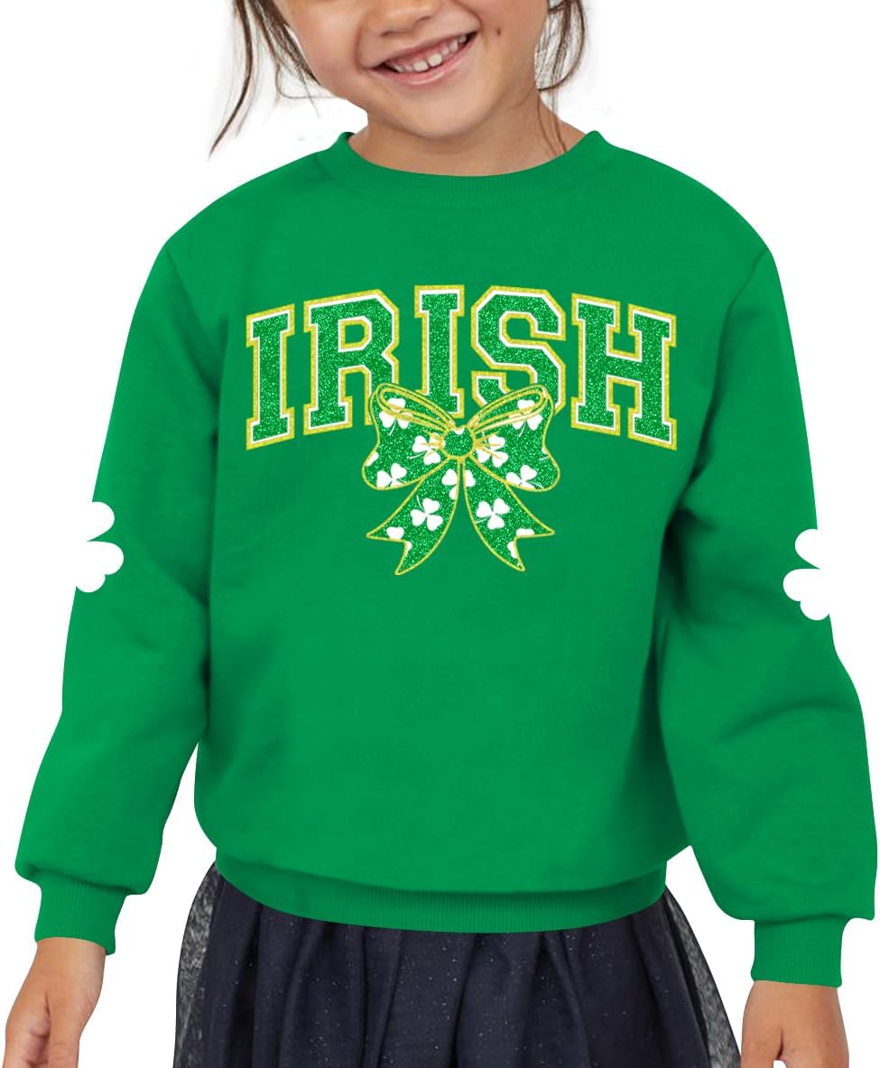 BesserBay Girls Valentine's Cute Heart Graphic Tie Dye Sweatshirt Irish Long Sleeve Shamrock Pullover