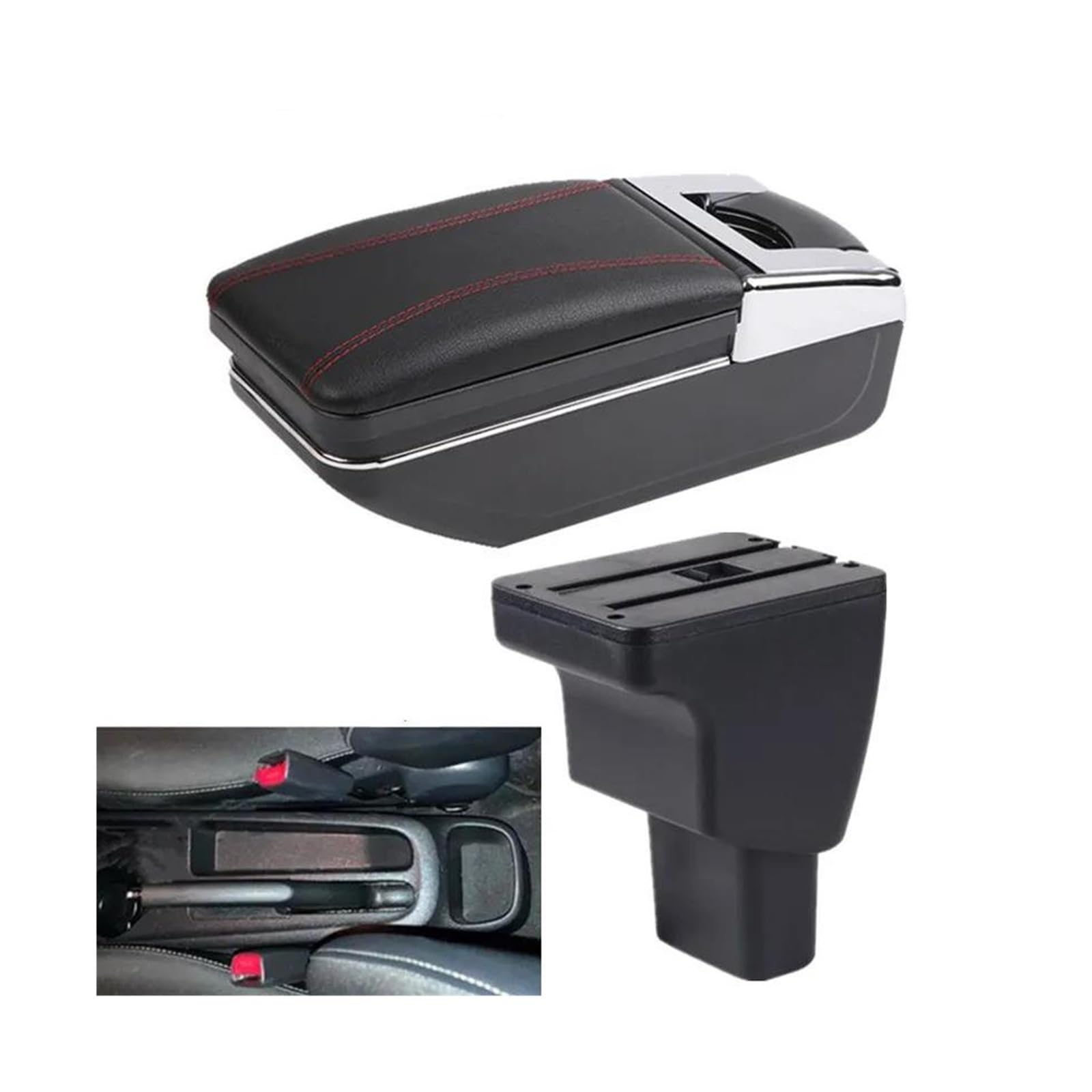 OOPUHKSY Car Armrest Box For Hyundai I10 11-19 Storage Box Interior Parts Car Accessories(A red line NO USB)