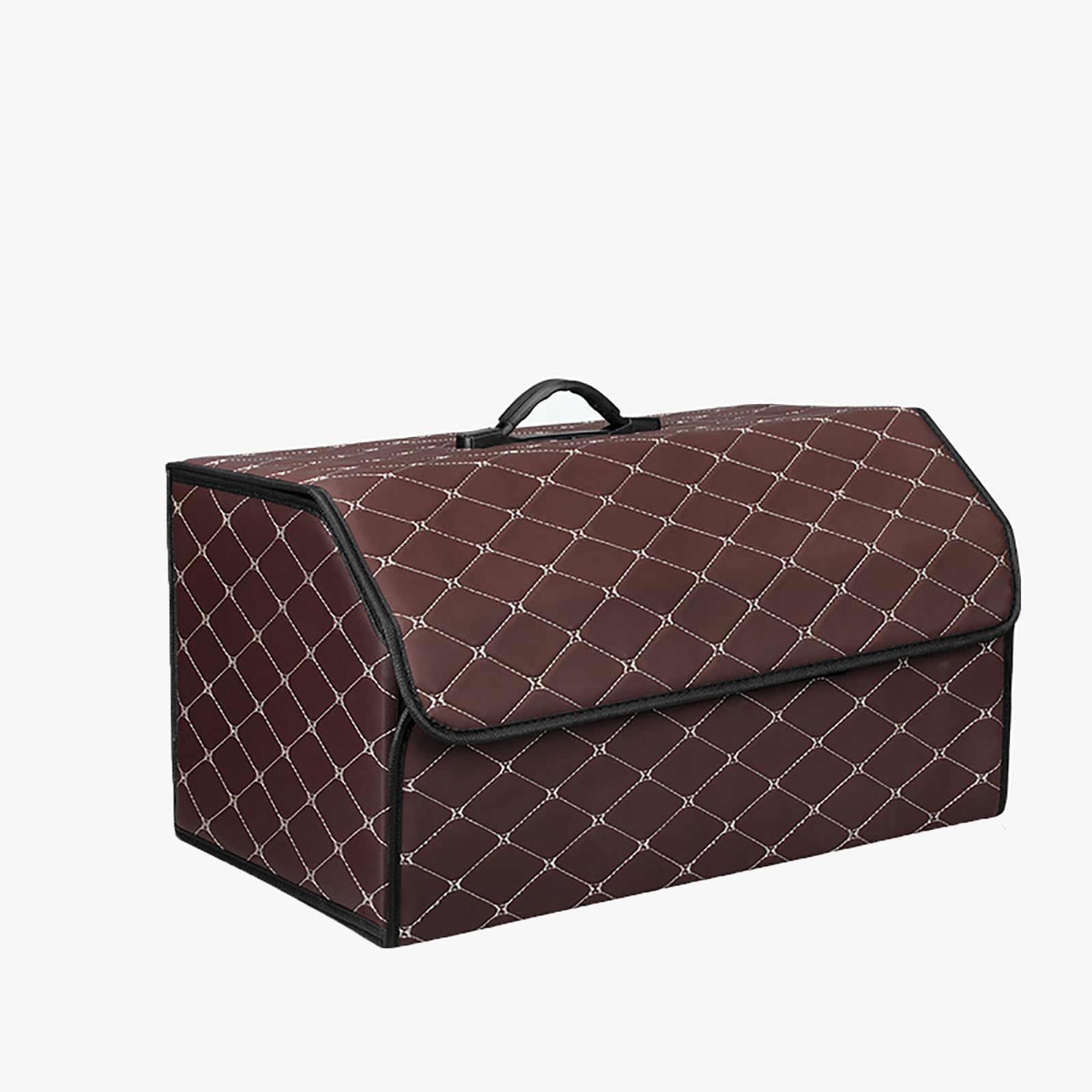 Organizer per Bagagliaio Auto in Pelle per Ford Mustang, Organizer per Baule Auto Pieghevole con Coperchio Accessori Interno Auto,A/Brown-Beige