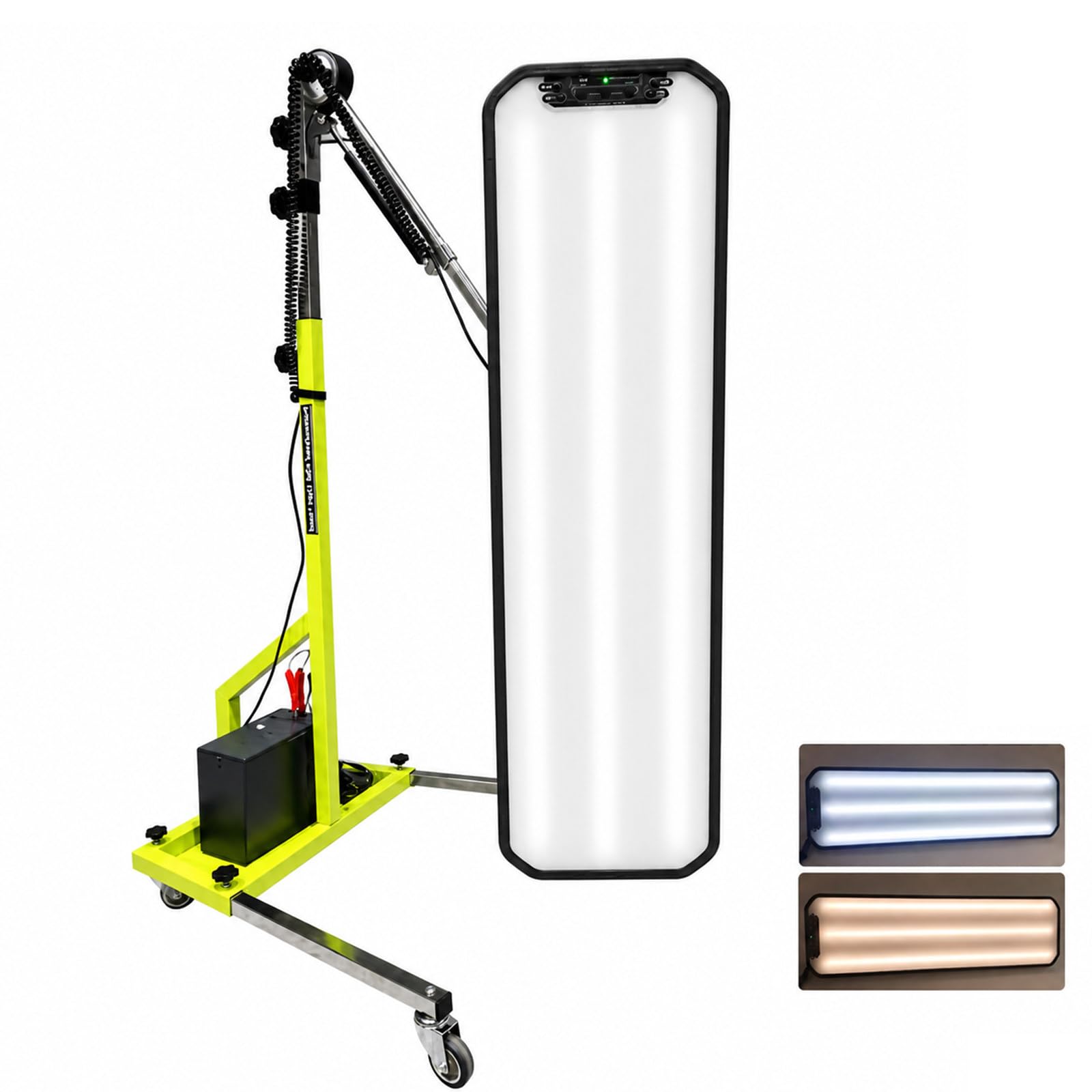 JIYINGHUI Automotive PDR Dent Detection Light Board, LED Paintless Dent Repair Tool with Adjustable Hydraulic Pole, Warm & Cool Light Modes, 72W DC 12V Green