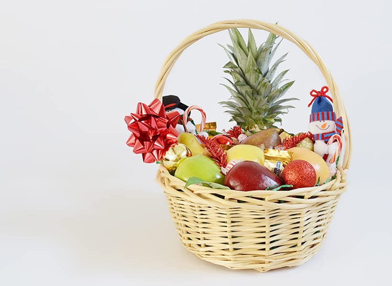 Wicker Hamper Fruits or Gift Basket with Long Carry Handles, Natural - Small