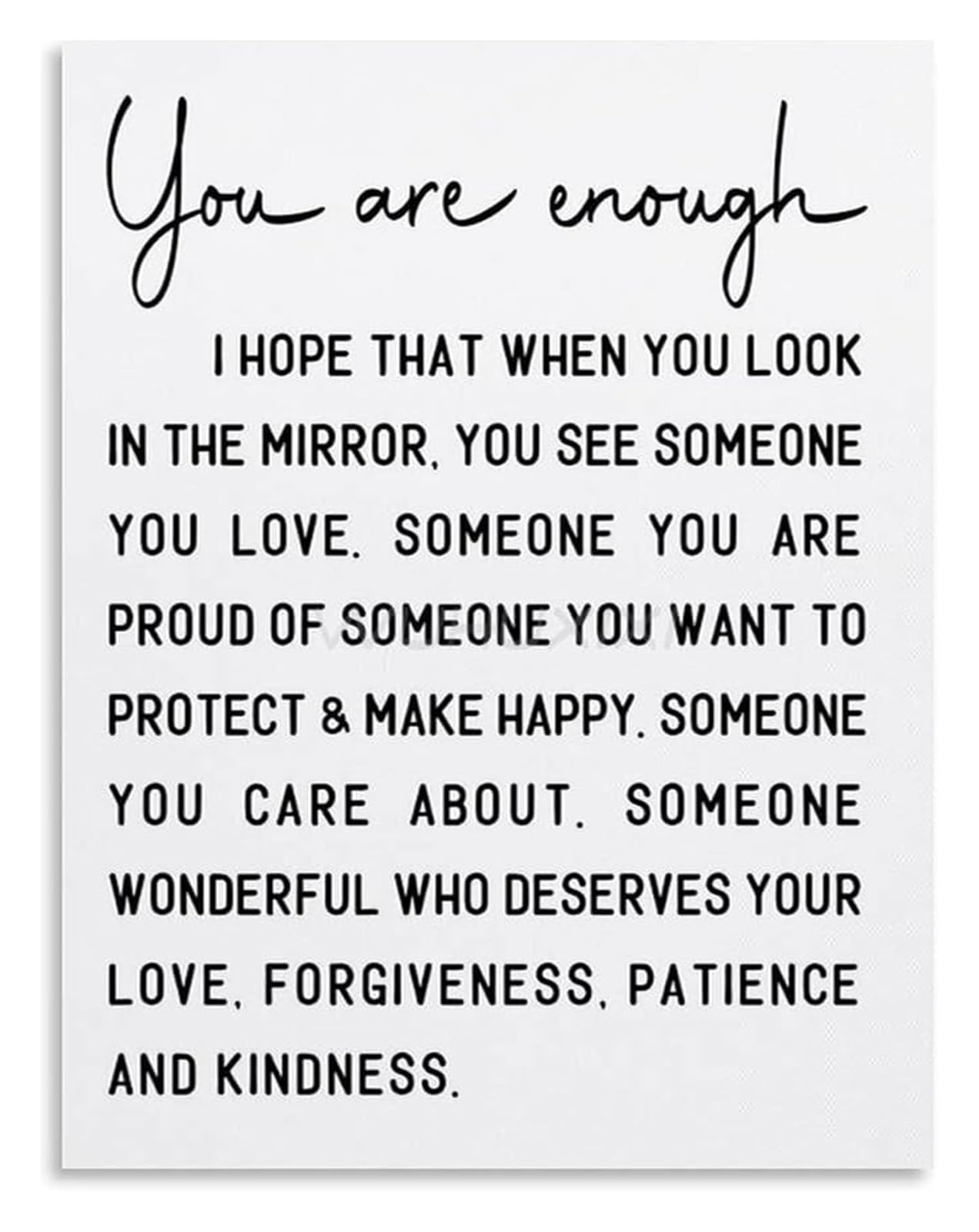 ZDVHOMCB You Are Enough Uplifting Modern Wall-Art Print for Living Room Bedroom Home Decor Framed,12x18inch(30x45cm)
