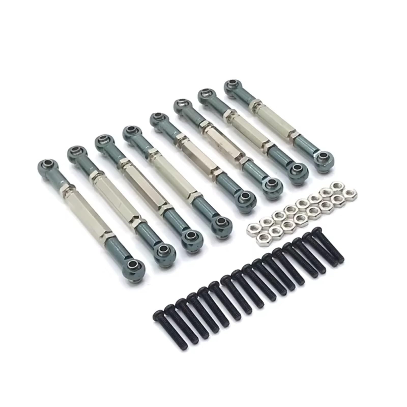 Rc Special Connecting Rod for WPL C14 C24 B14 B24 for HengLong for FeiYu for Jjrc 8pcs Metal Adjustable Tie Rod RC Car Parts and Accessories Upgrades Replacement and Use(Gray)