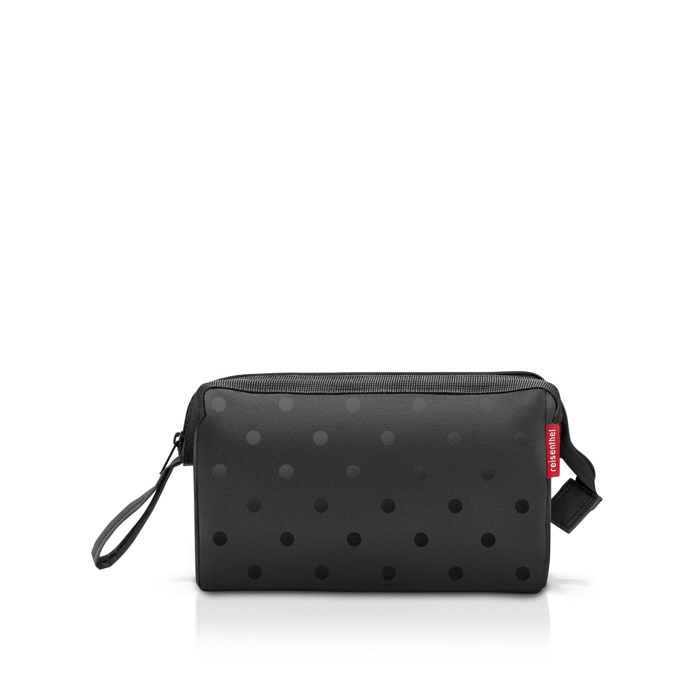 reisenthel travelcosmetic Strong Robust and Practical Travel Cosmetic Bag, Hand Strap, Water-Repellent Material, Glossy Dots Black, Standard Size, Casual