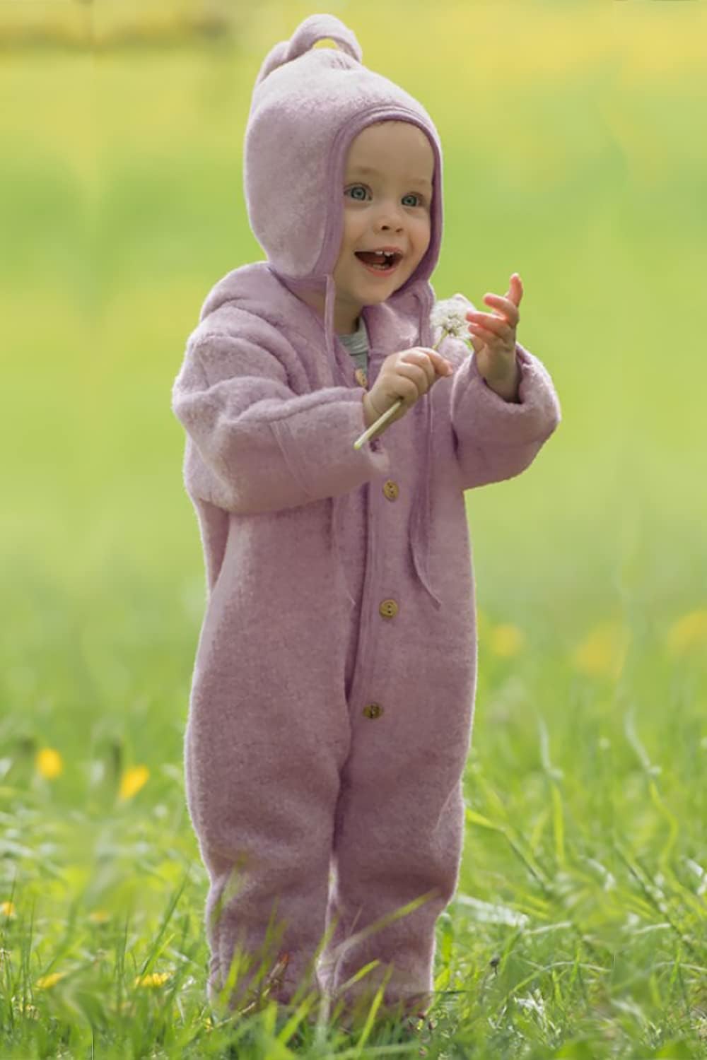 Ecoable Baby Fleece Bunting: Thermal Footed Coverall Romper with Hood for Toddlers, Organic Merino Wool - Image 7