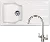 Astracast Sierra 1 Bowl White Kitchen Sink & Reginox Genesis Swan Neck Steel Tap