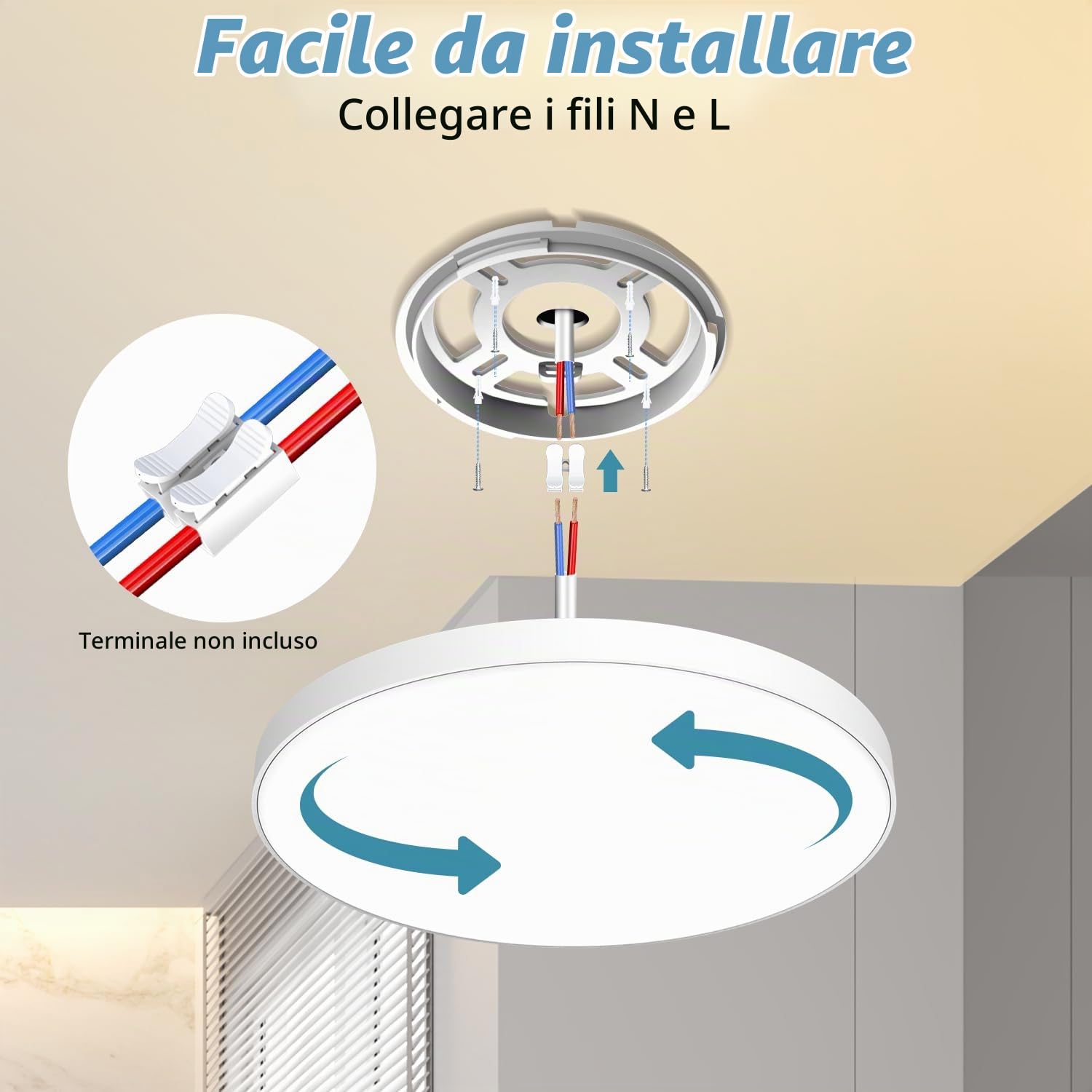 Plafoniera LED Soffitto 24W [2 Pezzi], Lampada da Soffitto 4000K 2000LM