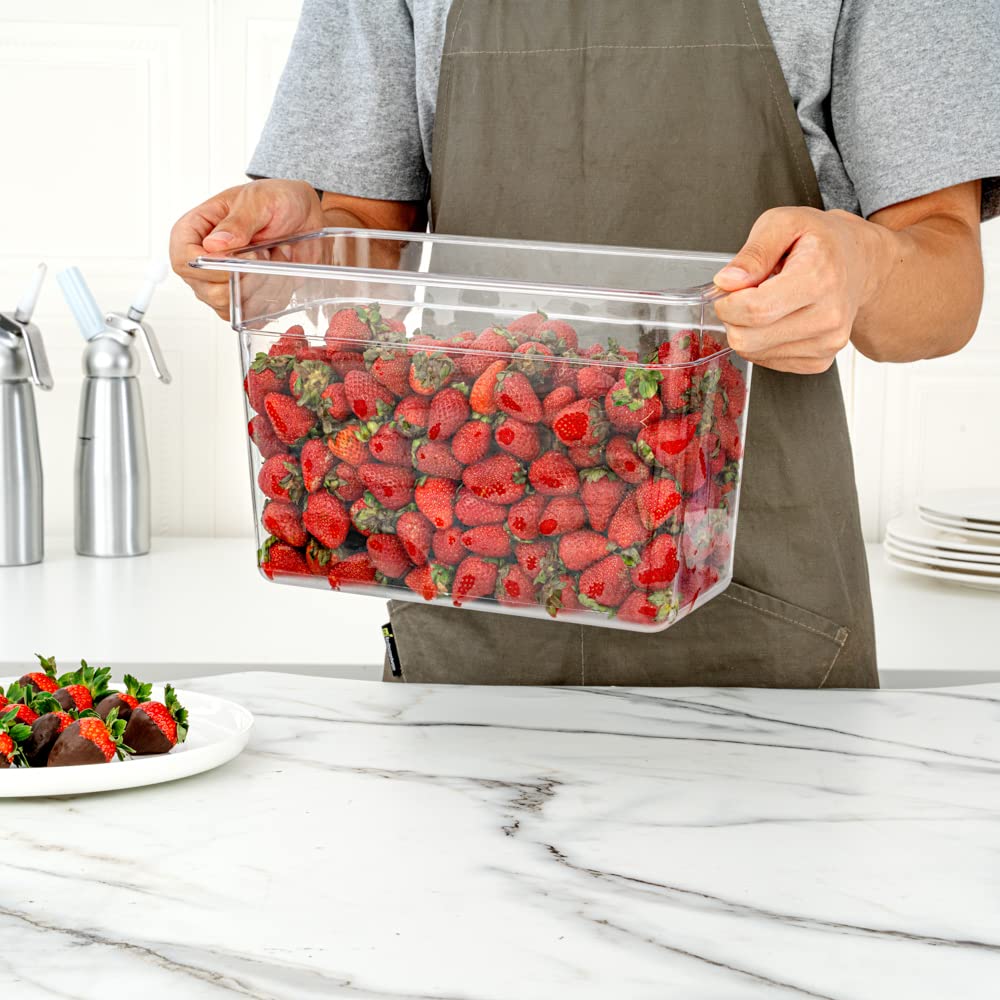 Restaurantware RWT0828 Met Lux - Contenedor de almacenamiento de alimentos fríos de tamaño 1/3, 20 cm de profundidad, caja de 10 unidades, plástico