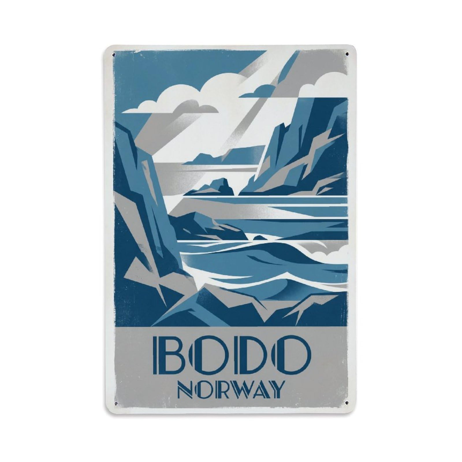 Vintage Norway Bodo Metal Tin Sign