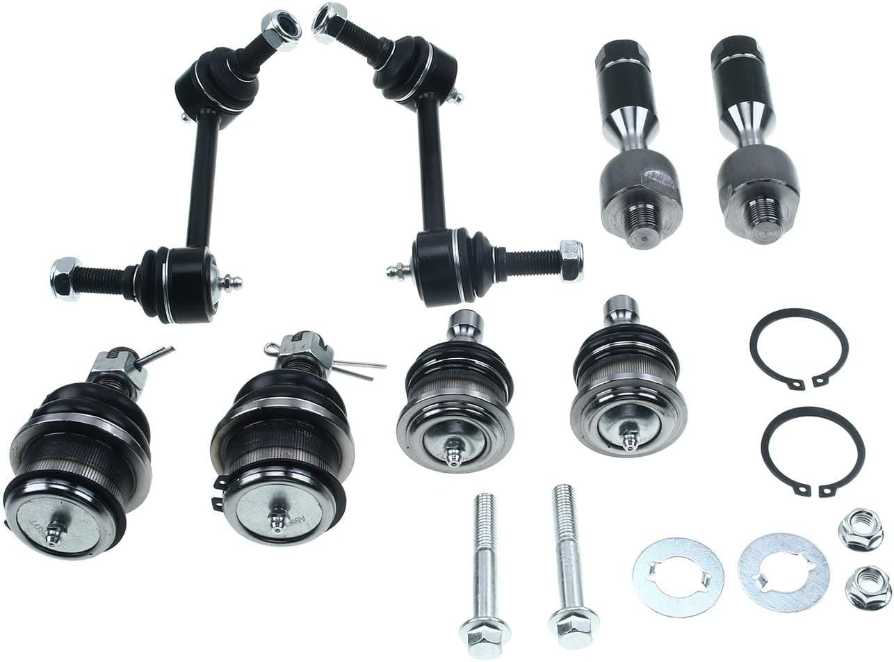 A-Premium Set of 8, Front Upper Lower Ball Joint, Inner Tie Rod End, Rear Sway Bar Link, Compatible with Chevy Trailblazer (EXT) SSR GMC Envoy Buick Rainier Saab 9-7x Isuzu Ascender Oldsmobile Bravada