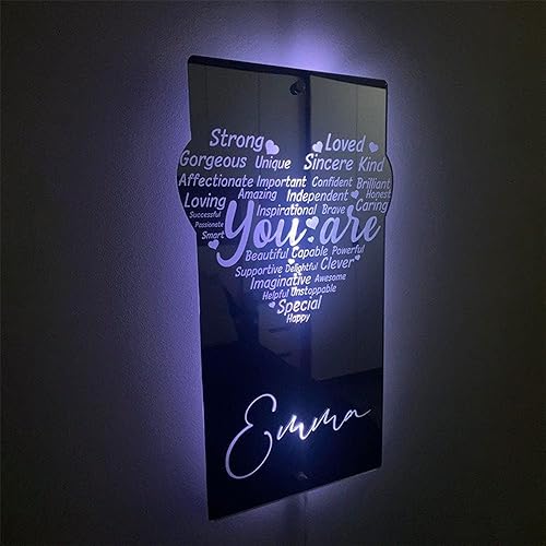 Miniatura 9 de Espejo con nombre personalizado, espejo iluminado, espejo con luz LED, decoración de pared, decoración de dormitorio, sala de estar, luz nocturna