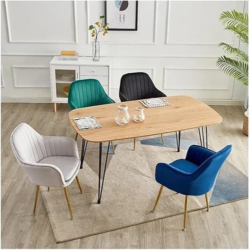Miniatura 5 de Sillas de comedor, silla de comedor de terciopelo nórdico - sala de estar moderna y diseño de espalda de maquillaje, Sillas para comedor (gris)