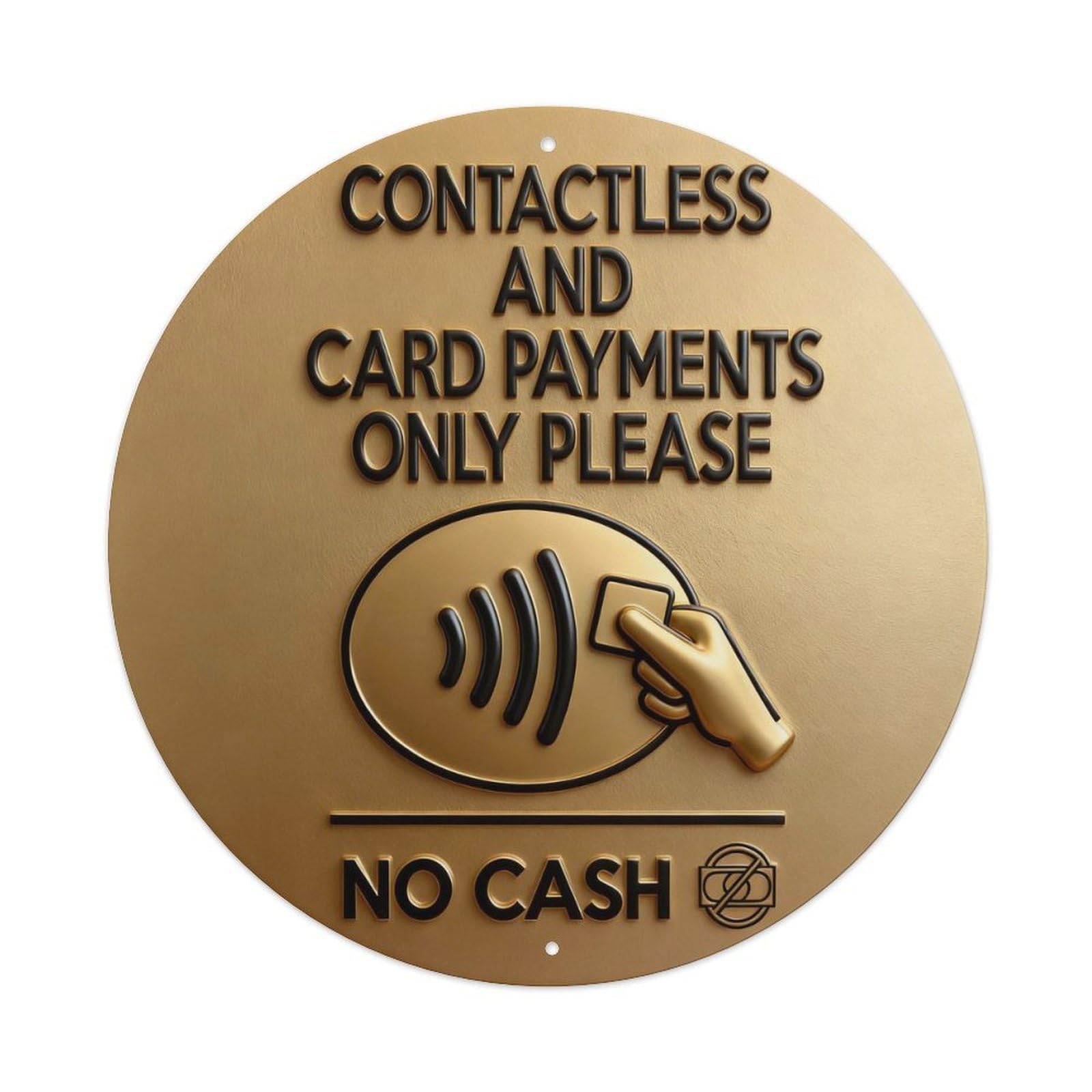 Contactless And Card Payments Only Please No Cash Round Metal Tin Sign Vintage Wall Decor, Bar Garage Cafe Kitchen Home Wall Art Poster 8x8inches