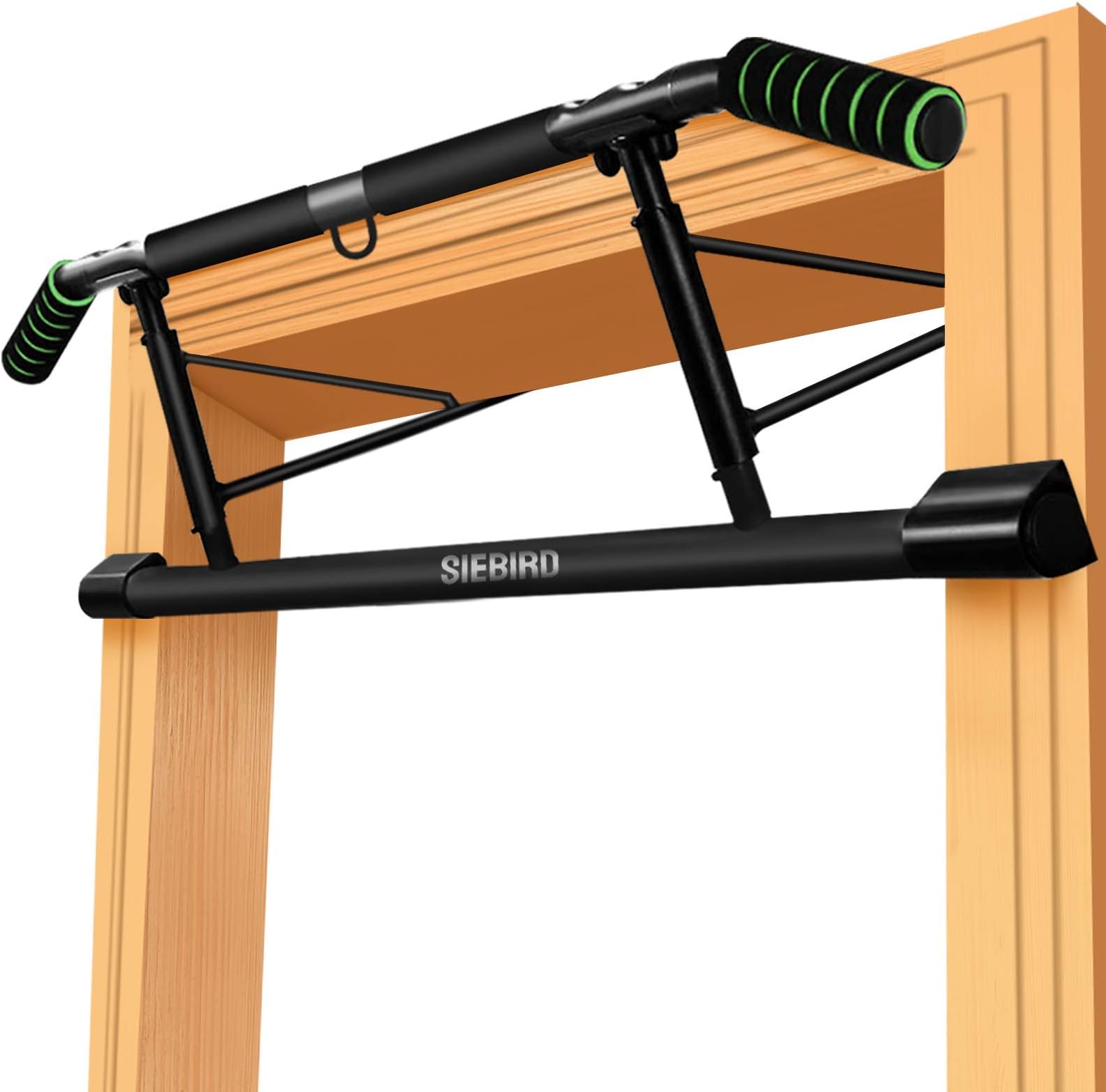 Pull Up Bar for Doorway with Mount Hook - Chin Up Bar No Screws - Angled Grip Home Gym Exercise Equipment - Portable Pullup Bar Upper Body Workout Bar with Bonus Resistence Band