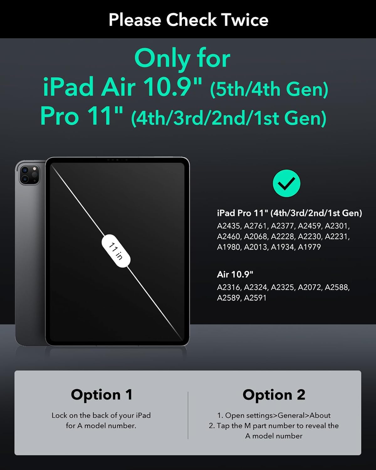 ESR for iPad Pro 11 Inch Screen Protector (2022/2021/2020/2018), iPad Air 5/4 Screen Protector, Tempered-Glass Film with Easy Application Tray, Scratch Resistant, HD Clarity, Armorite Series, 2 Pack