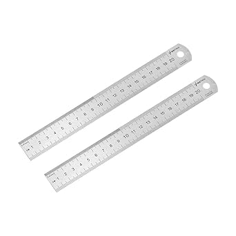 uxcell Straight Ruler 20cm 8 Inch Metric Stainless Steel Measuring Tool with Hanging Hole 2pcs