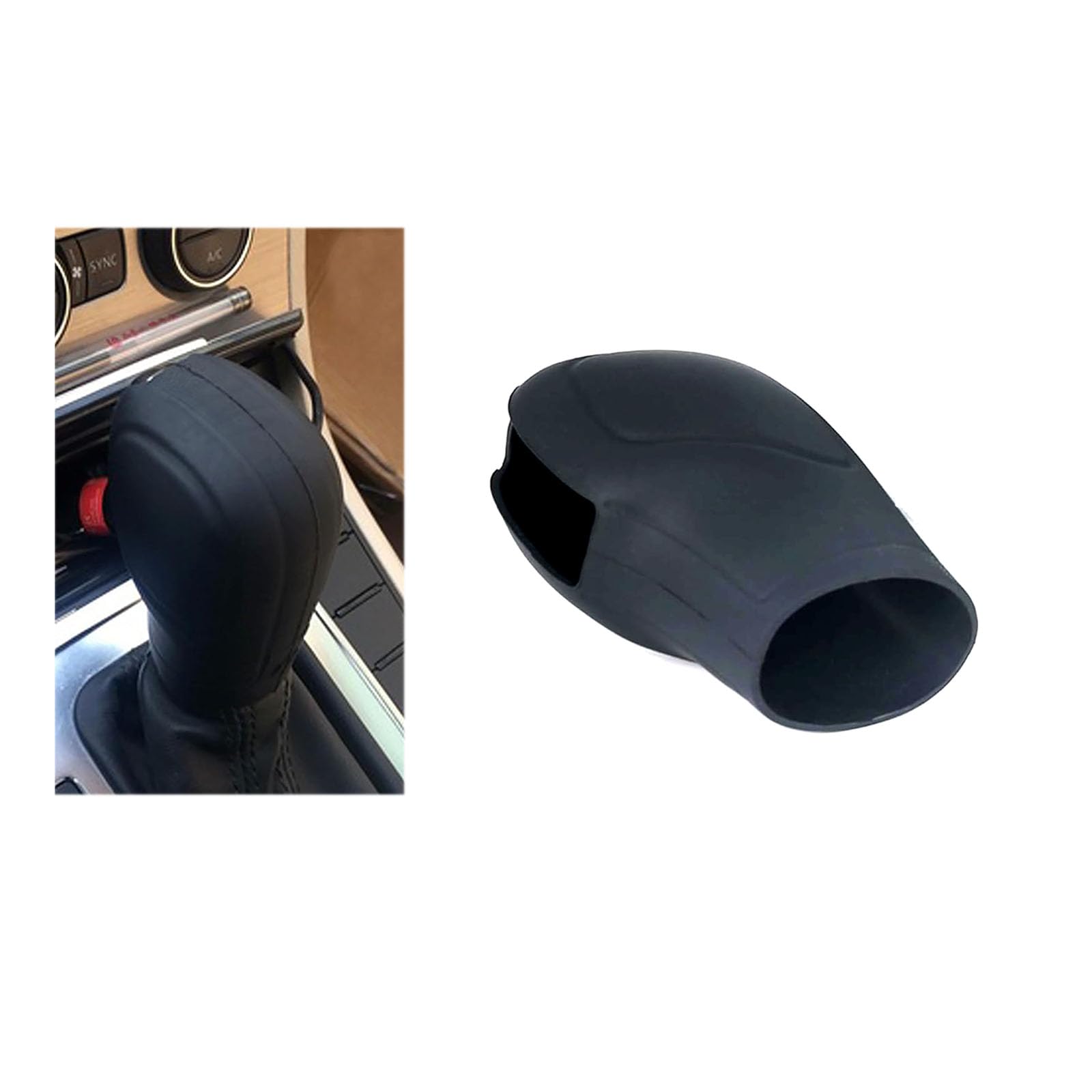 2 PCS Car Gear Shift Knob Cover, Soft Silicone Automatic Transmission Control Lever Protector, Universal Anti-Slip Waterproof Automotive Manual Gear Cover (Black)