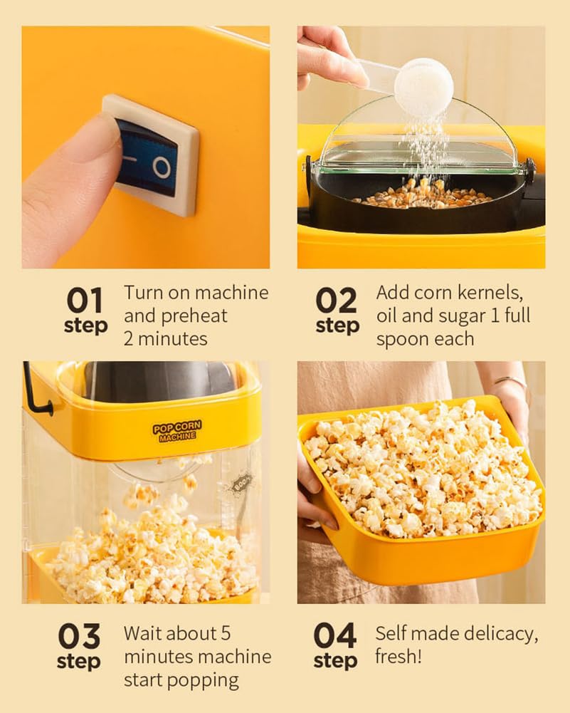 Macchina per popcorn, Macchina per popcorn, Macchina per popcorn ad aria calda, Popping Qucik da 2 minuti, per spuntini senza grassi, sani e senza olio, per bambini, Serate cinematografiche 350 W