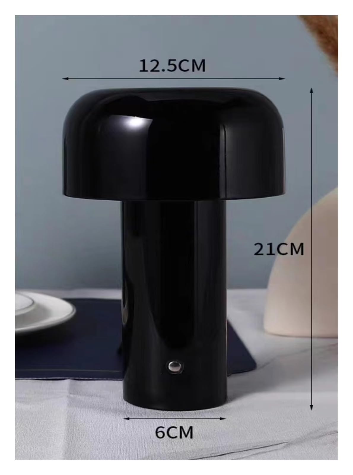 Dotykowa lampka nocna, ściemniana lampa stołowa LED grzybkowa, akumulatorowa lampa akumulatorowa do sypialni, salonu, gabinetu, nowoczesnego wystroju domu(Black)