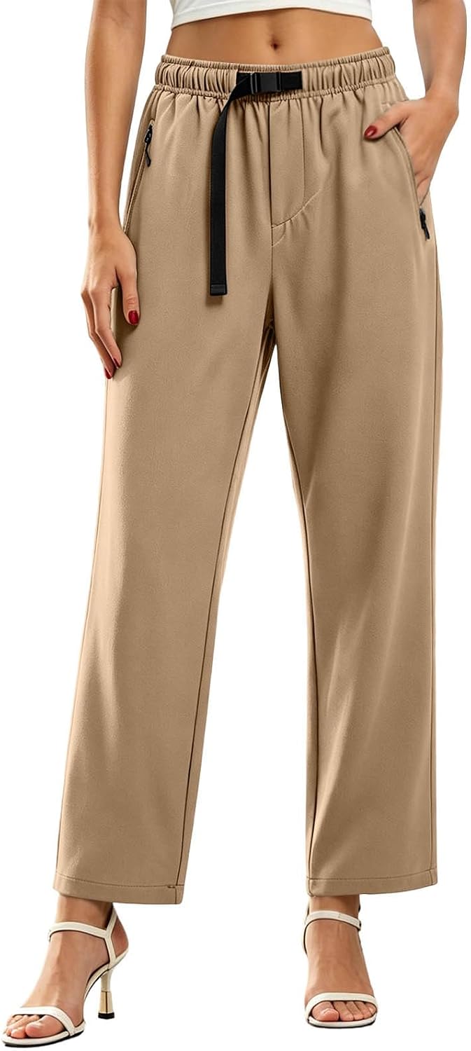 Women's Drawstring Pants Elastic High Waist Straight Leg Loose Fit Jogger with Pockets Outdoor Travel Casual Pant