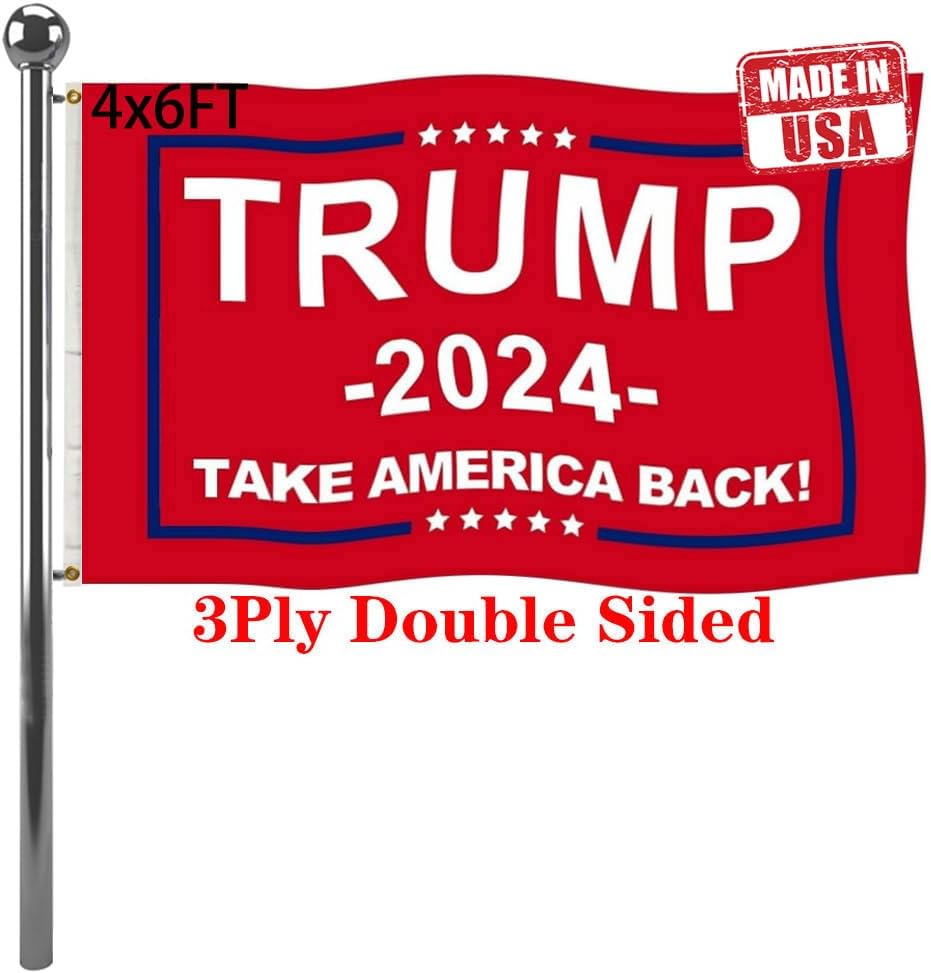 Jayus Women Donald Trump For President 2024 Flag 4x6 Outdoor Made in USA - 3Ply 200D Double Sided Take America Back (TAB) Trump 2024 Flags Banner with 2 Brass Grommets Red 4x6 FT