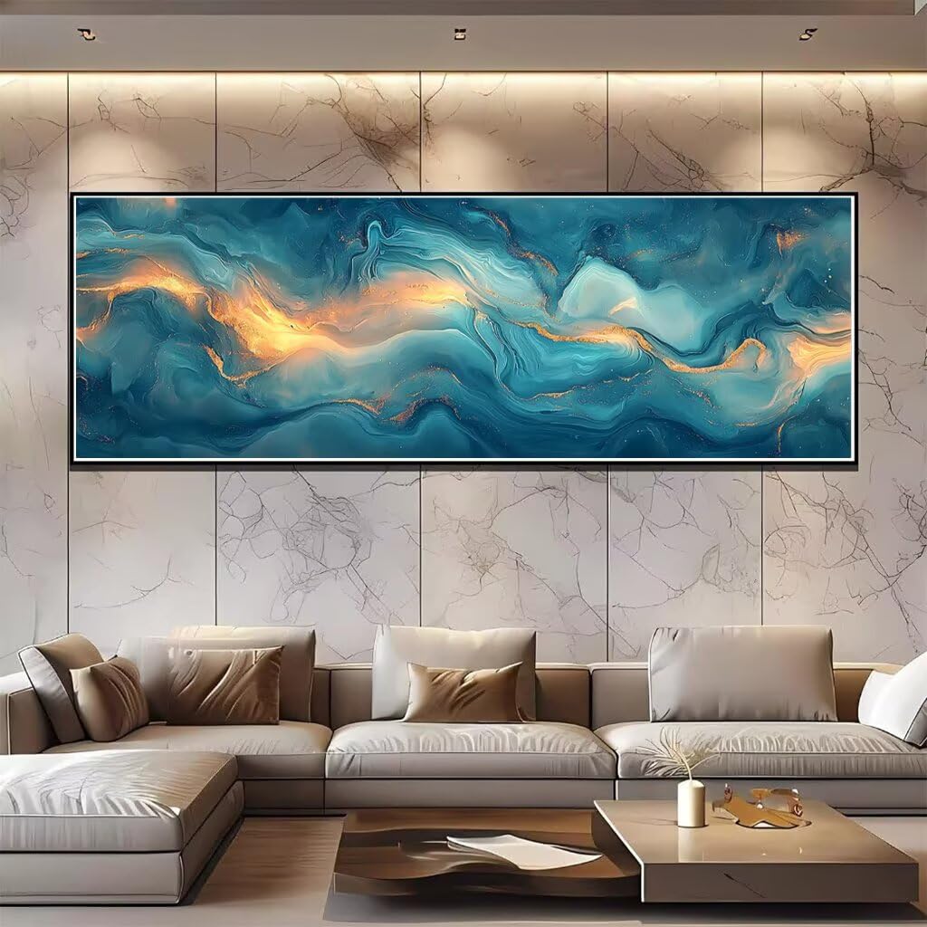 Blau Diamond Painting Groß XXL 250x100cm, Basteln Erwachsene Diamond Painting Set, 5D DIY Abstrakt Diamant Paintings Bilder Erwachsene, Diamond-painting Set mit Zubehör für Zimmer Deko Geschenke D-51