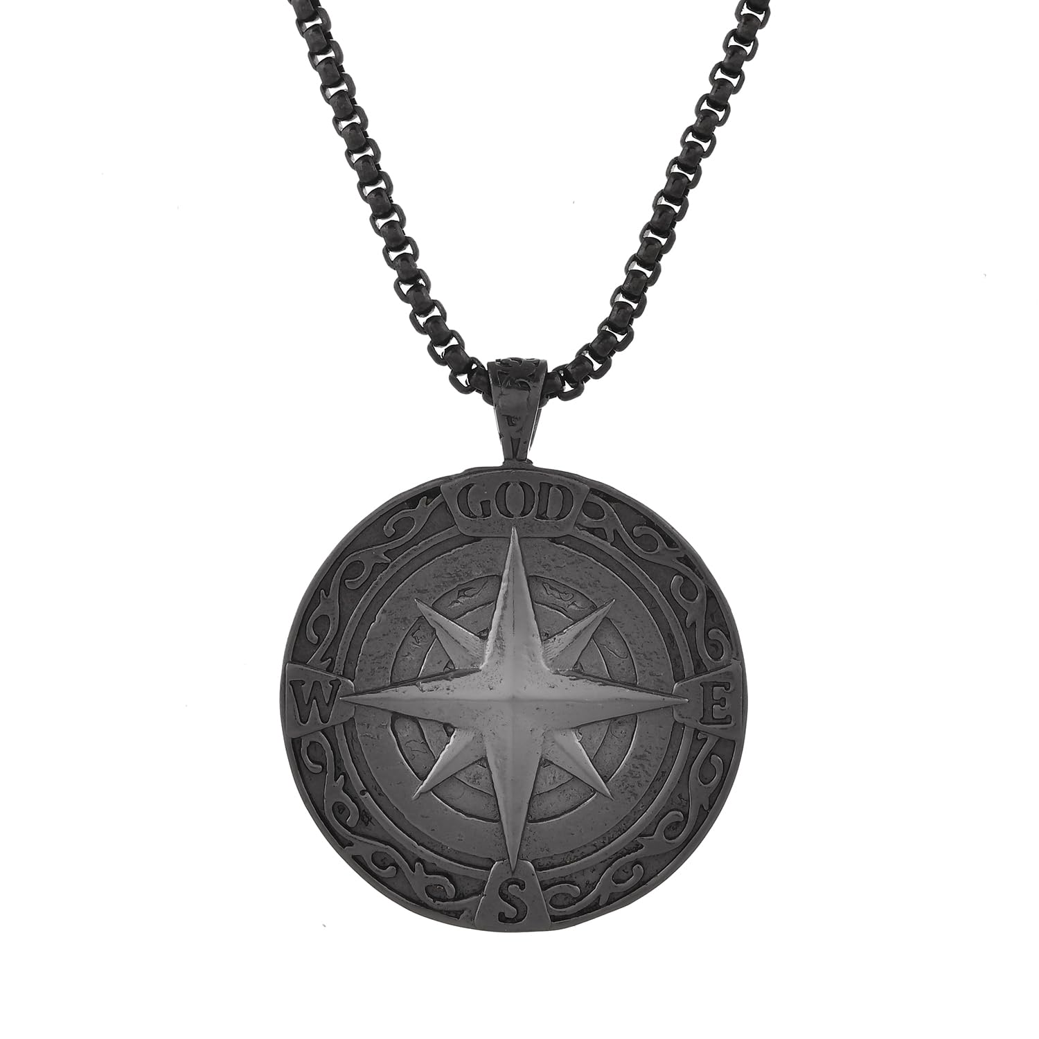 Eclipse Compass Black Mens Pendant|Black Pendant For Men|Gift For Men|Classic|Trendy|Anniversary Gift For Husband|Birthday Gift| Everyday Wear-image-27