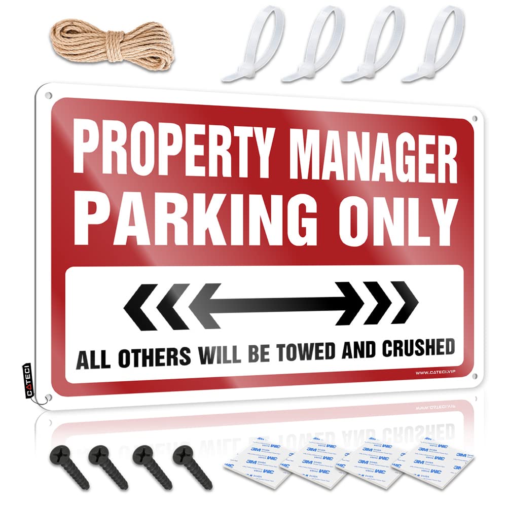 KRAZMURONGD Metal Signs For Man Cave Property Manager Parking Only Tin Sign Gaming Metal Tin Decor Metal Man Cave Sign(30X40CM)