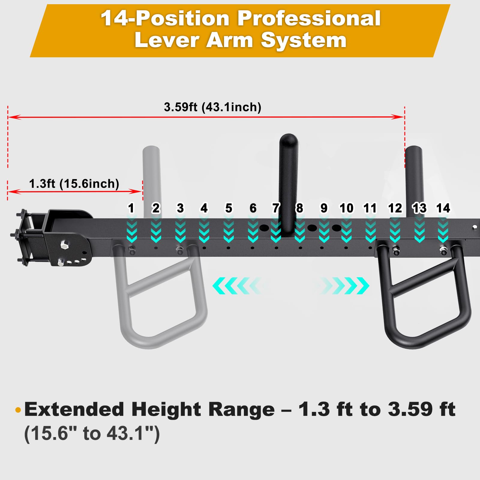 Kipika Power Rack Jammer Arms – Verstellbare Höhe & Winkel Hebelarmsystem für Power Cages mit 1,6 cm oder 2,5 cm Löchern – passend für 5,1 cm olympische Platten – 1 Paar