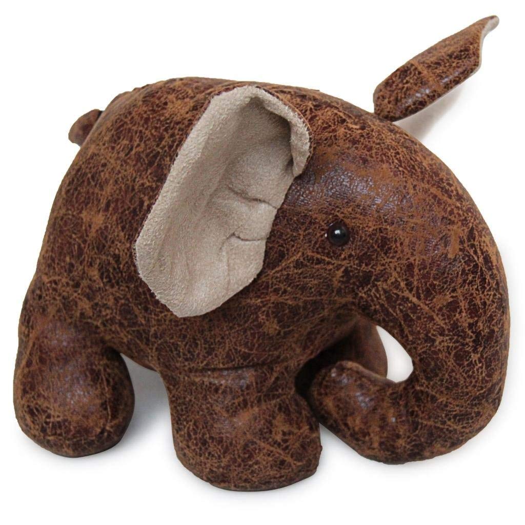 HOMESCAPES Door Stop Novelty Elephant Door Stopper Animal Faux Leather