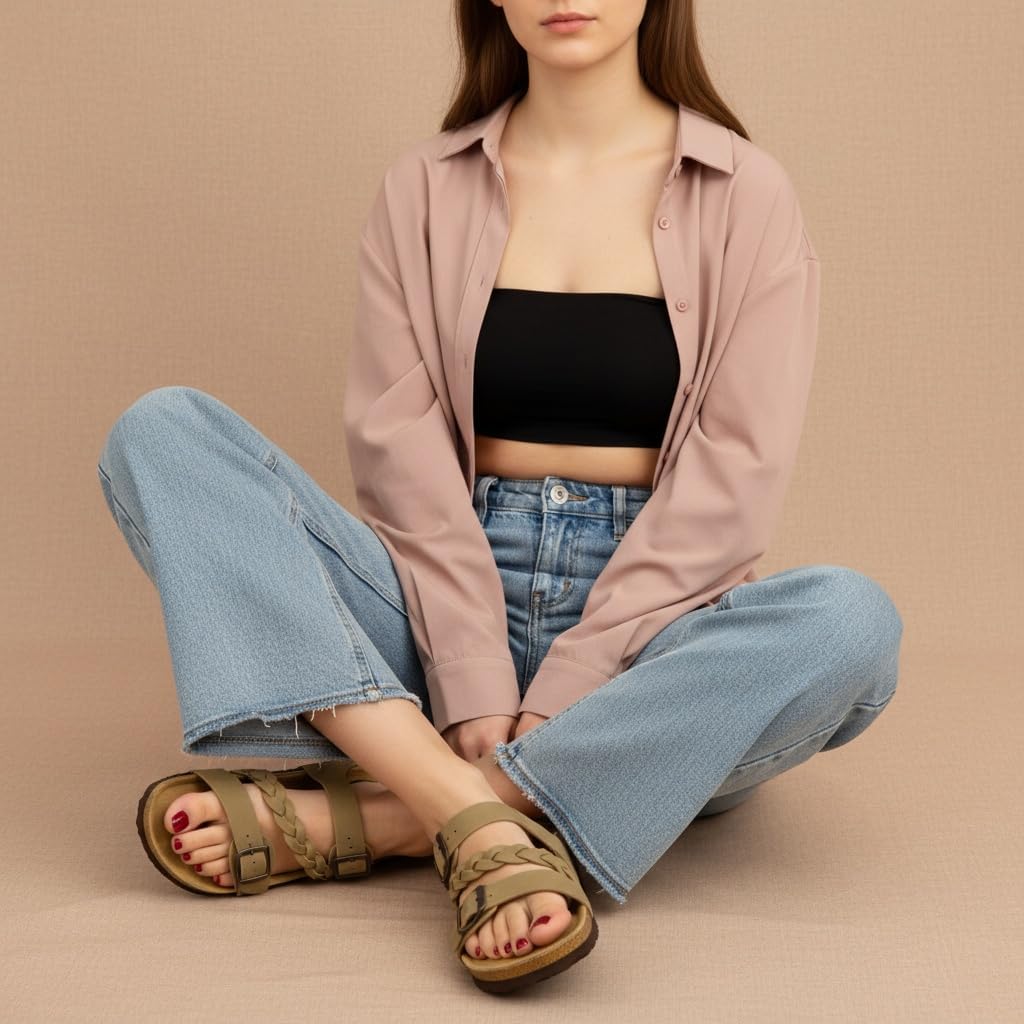 CUSHIONAIRE Lizzy Cork Footbed Womens Sandals - Comfortable Braided Summer Slip On Slide Sandals for Women 2025 - Image 8