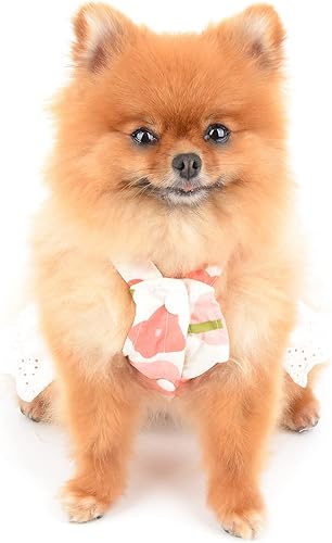 Miniatura 3 de SMALLLEE_LUCKY_STORE Lindo vestido floral de algodón con correa de algodón para mascotas, vestido de verano para perros pequeños, gatos, niñas,