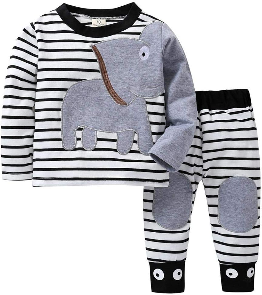 angel dear baby clothes 6 month baby girl clothes summer canis baby girl clothes Newborn Baby Boys Girls Elephant Striped Print T-Shirt Tops Set Casaul Clothes 1 year baby girl dress clothes for new