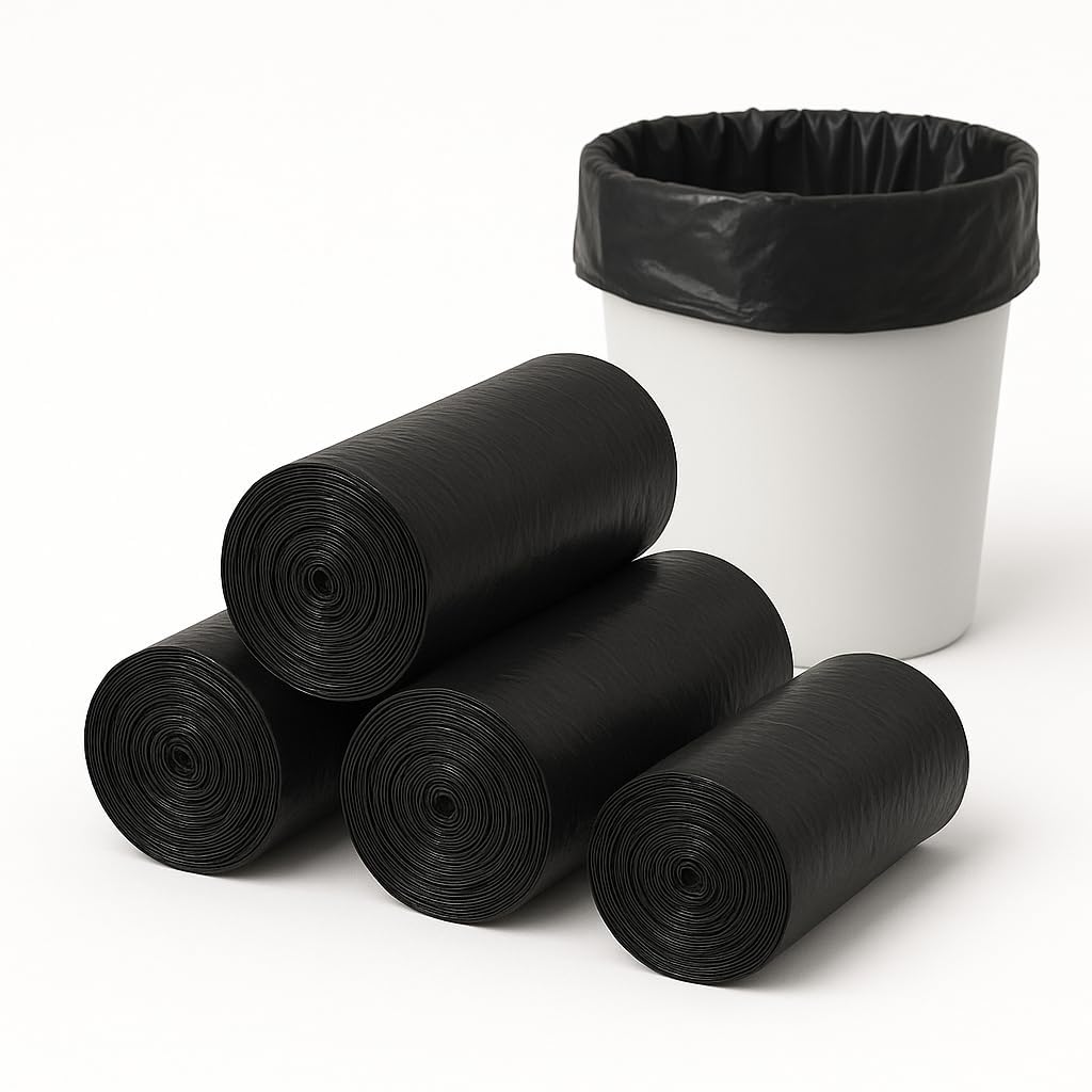 PAVITYAKSH Garbage Bags 45 x 50 cm | Strong Leak Proof Trash Bags | Tear Resistant Dustbin Liners | 100 Pieces | Black Waste Bags For Kitchen Office Bathroom Home Use | Durable Disposable Bin Covers-image-5