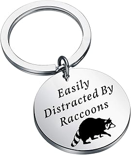 Raccoon Jewelry Easily Distracted By Raccoons Keychain Raccoon Lover Gift Raccoon Owner Gift (Raccoon--K)