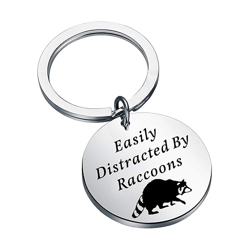 CENWA Raccoon Jewelry Easily Distracted by Raccoons Keychain Raccoon Lover Gift Raccoon Owner Gift - Raccoon K