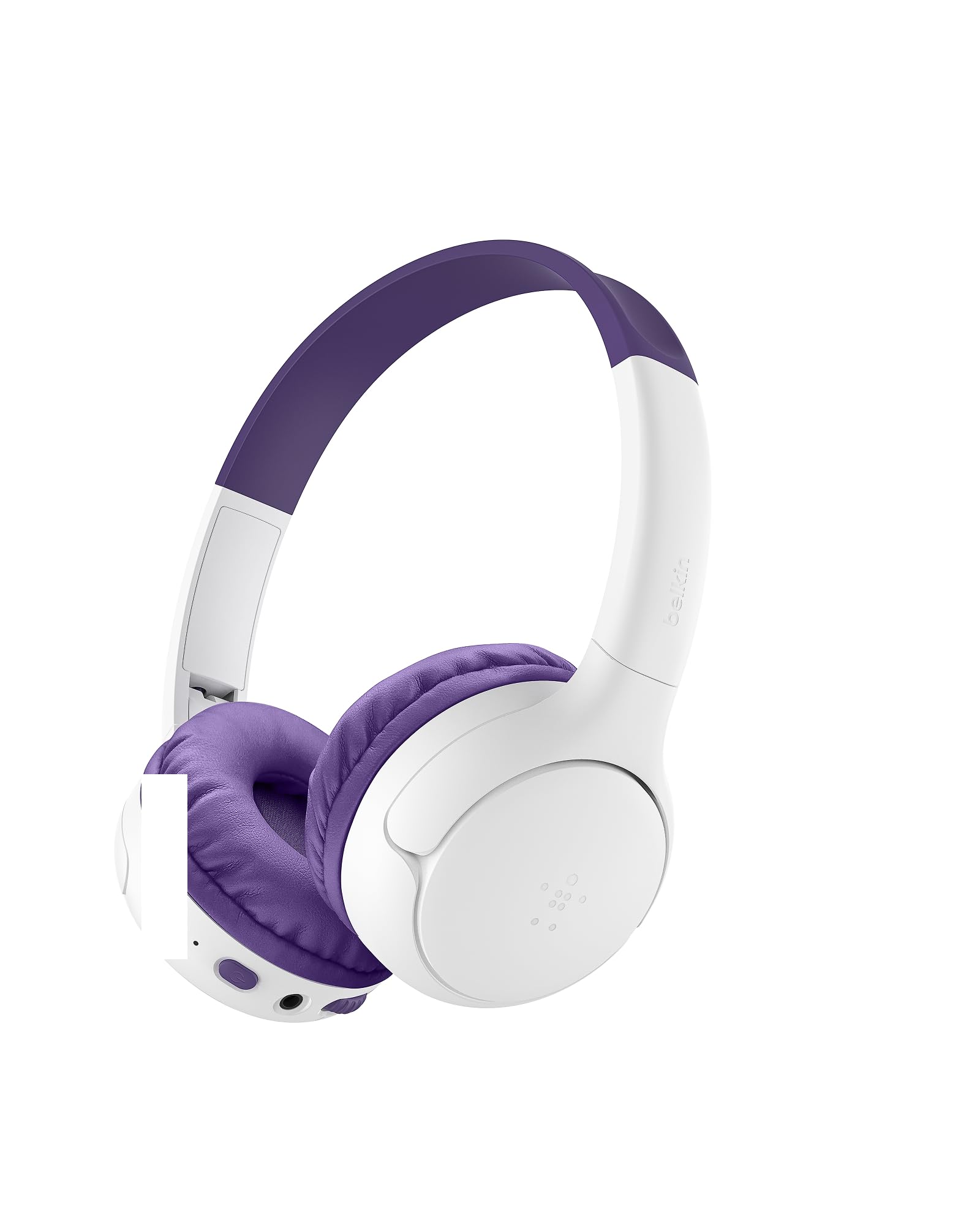 Belkin SoundForm Mini 2 Cuffie Bluetooth per Bambini, Cuffie On-Ear Wireless, Batteria di 55 Ore, Limite Sicuro del Volume di 85 dB, Microfono Integrato per iPhone/PC, iPad/Tablet/Galaxy, Viola