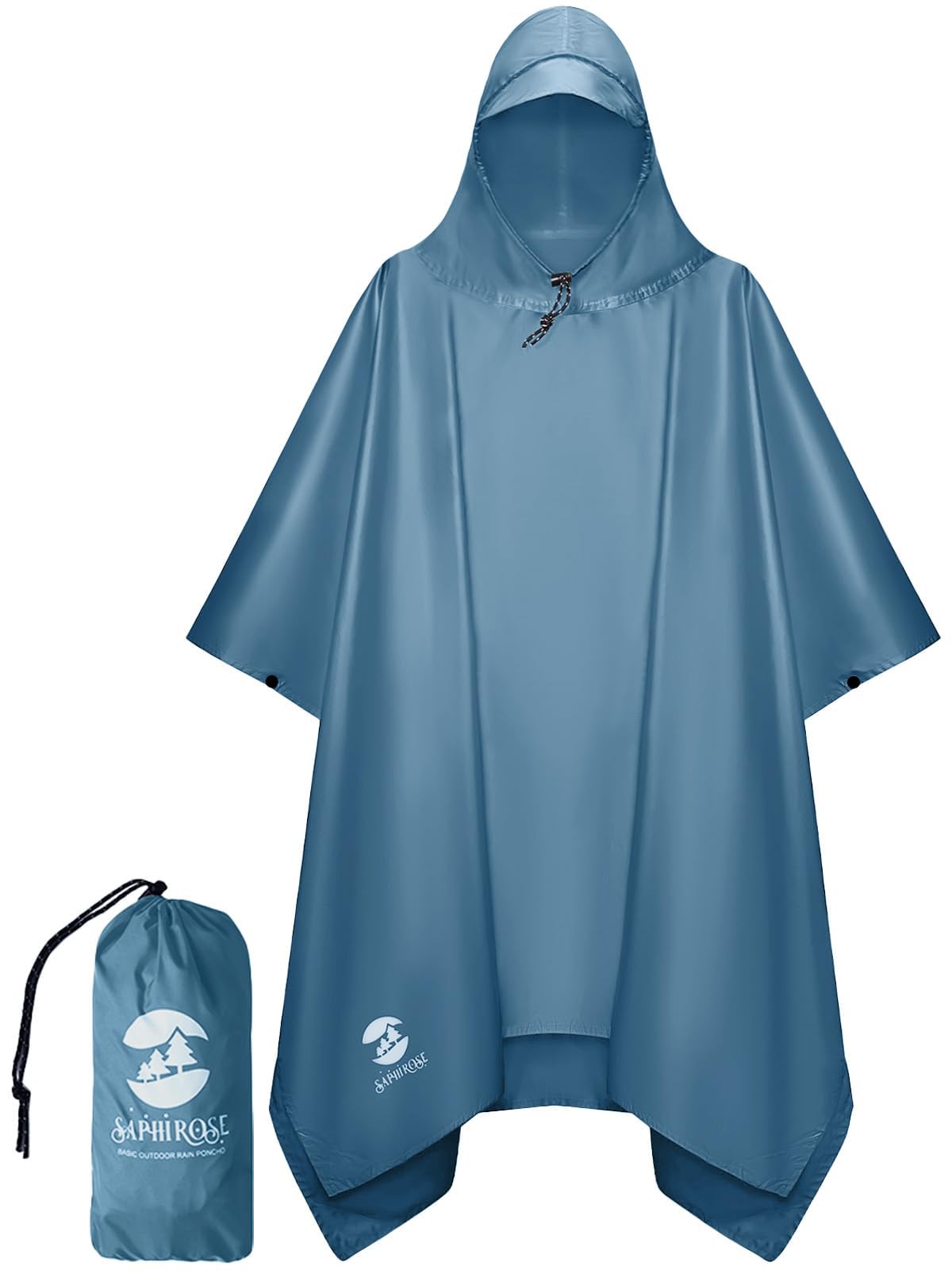 SaphiRose Hooded Rain Poncho Waterproof Raincoat Jacket for Men Women Adults