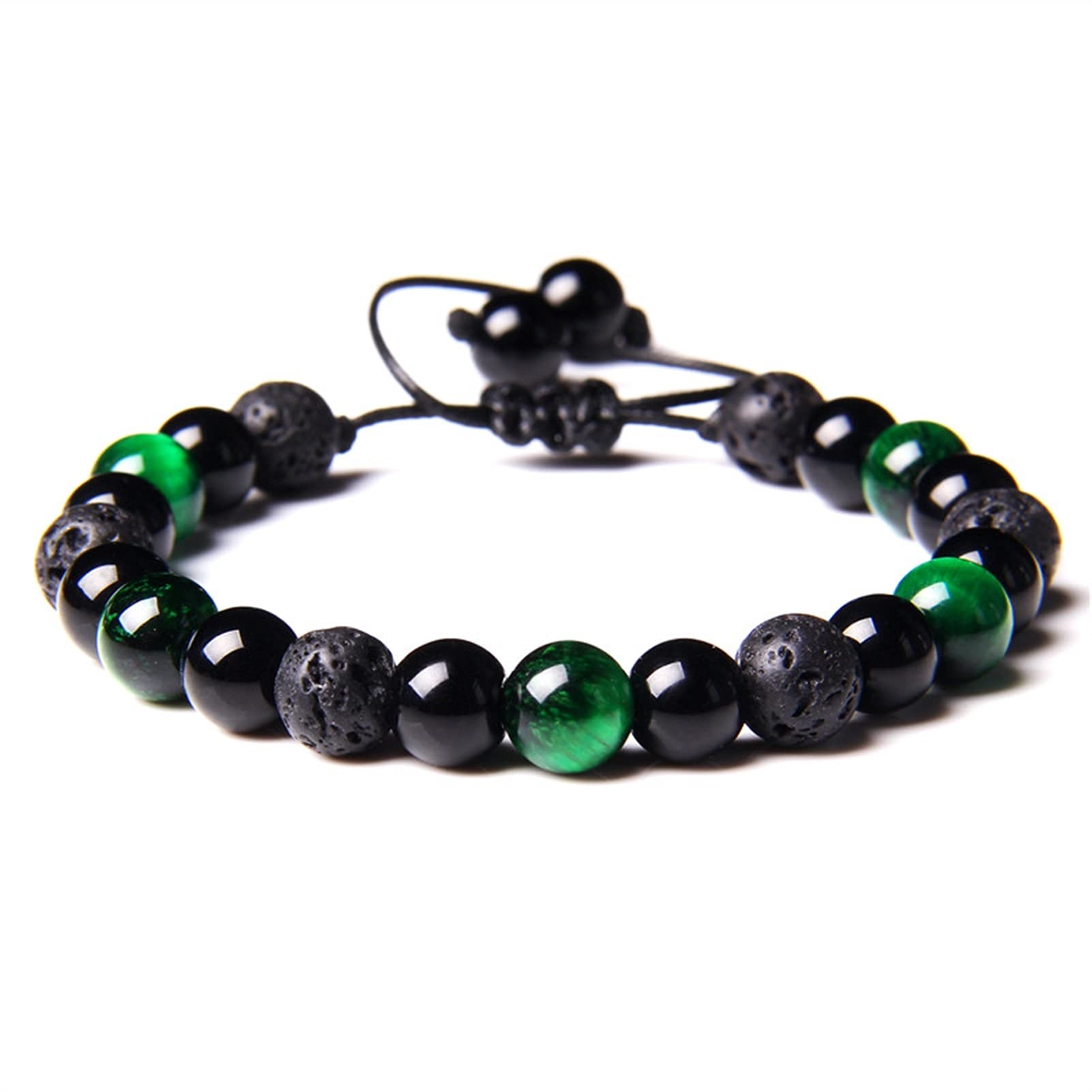 Naturstein-Armband, Vintage-Geflecht-Armbänder, Paare, natürliches Chakra-Tigerauge-Armband, Herren, verstellbar, gewebter schwarzer Onyx-Stein, Perlenschmuck, Armband-Schmuck