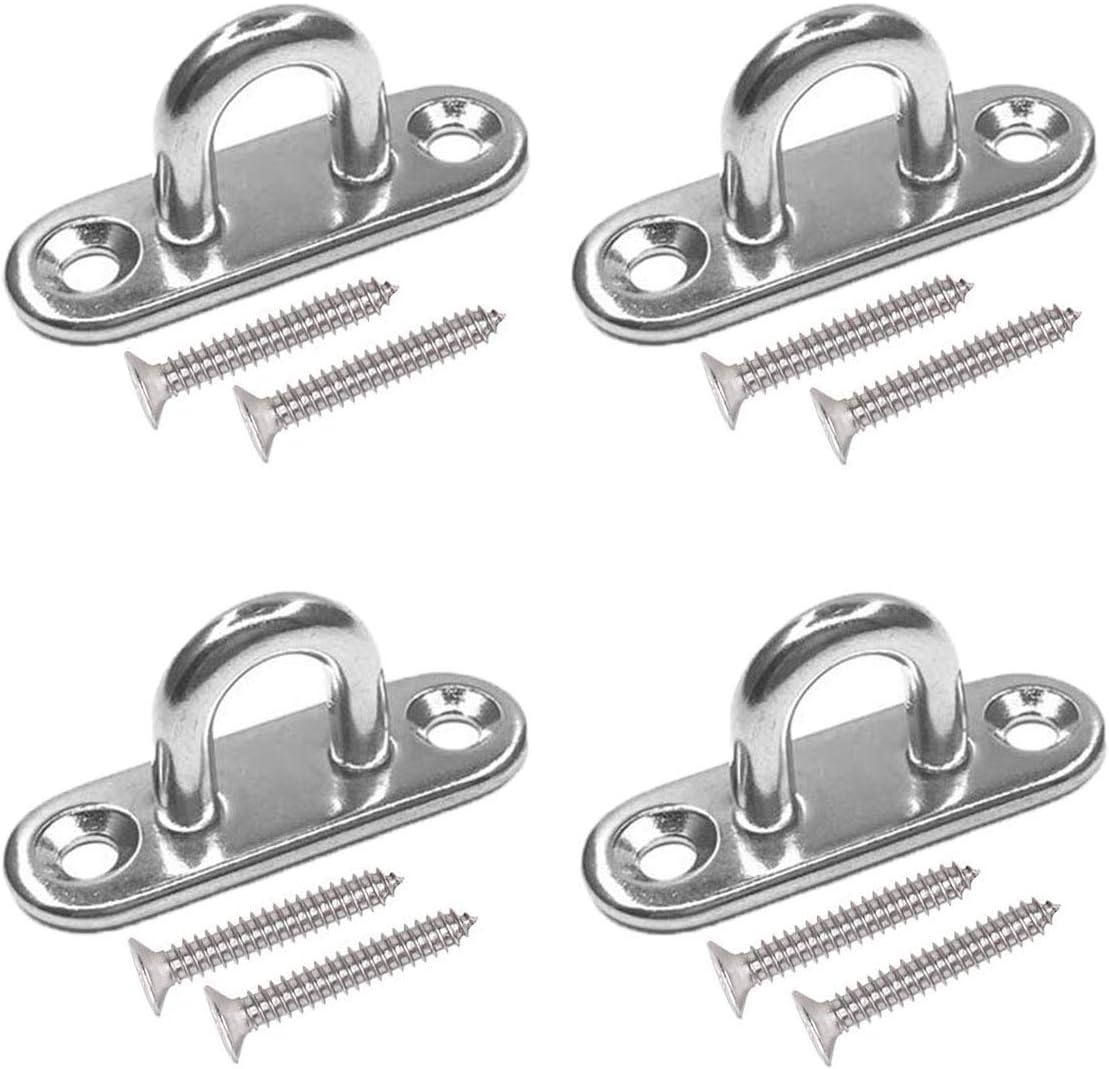 Suреr Bіg Clеаrаnсе! 4 Pcs Ceiling Hooks, HLOMVE 2.4 Inch Screws Eye Ring Hooks, Stainless Steel Hanging Brick Hooks with Screws, Wall Mount Hooks for Hammock, Swing Hooks, Marine Boat Deck Staple Hooks
