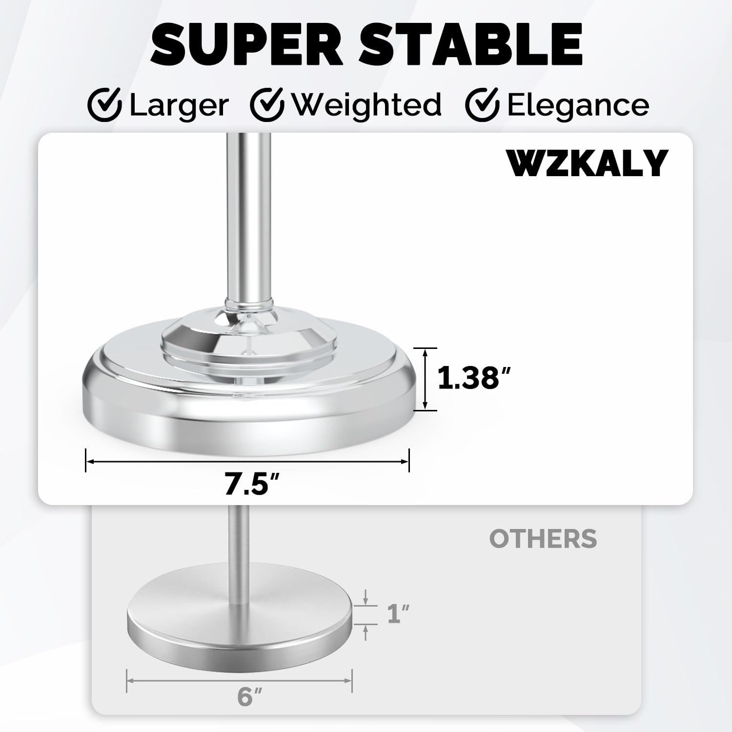 Toilet Paper Holder Stand Stainless Steel & Weighted Base Chrome — Amazon image 6
