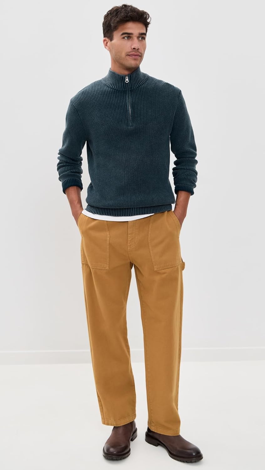 Faherty Men's Sunwashed Quarter Zip Sweater