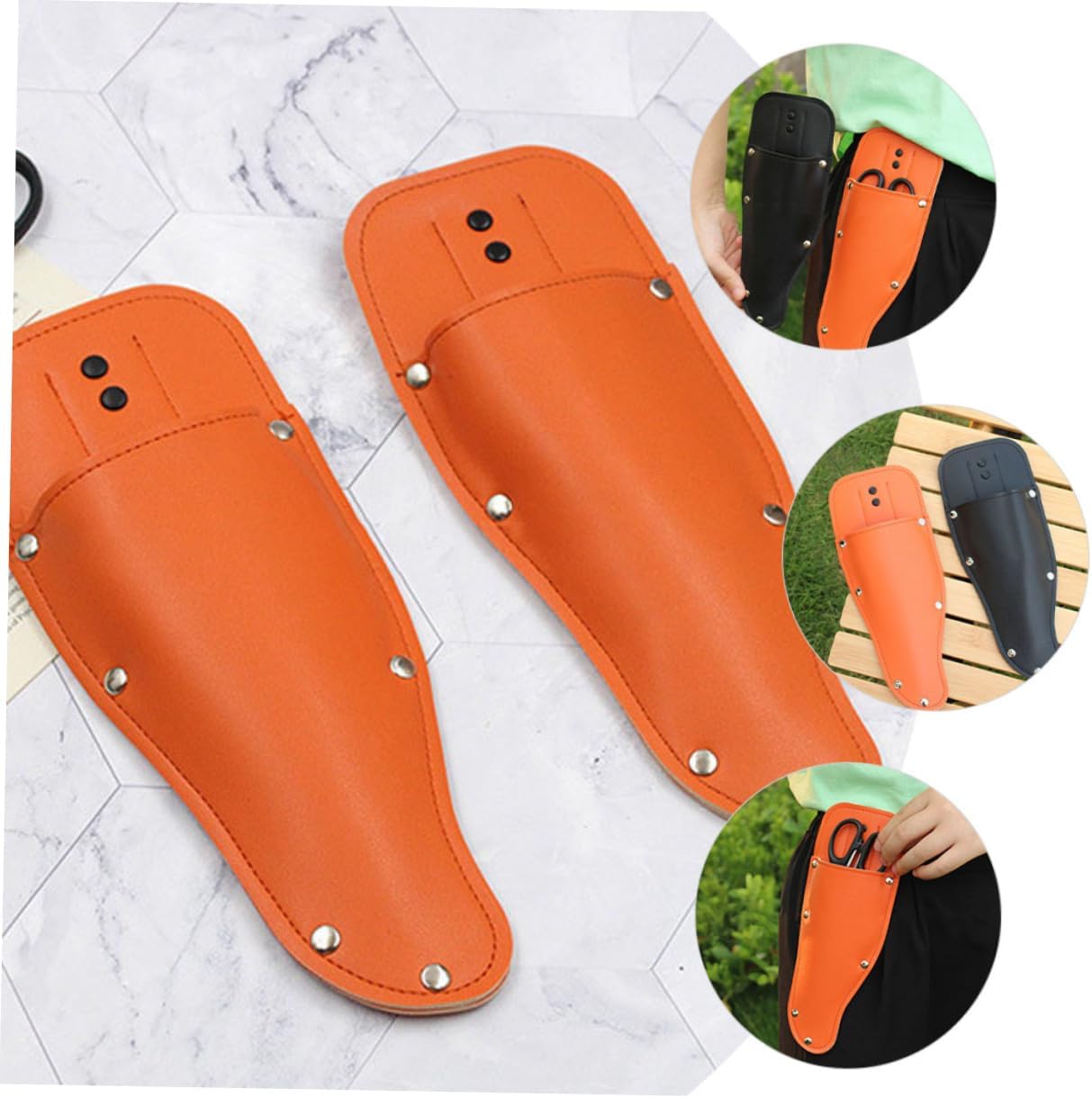 DOITOOL 4pcs Garden Pruner Leather Case Cover for Pruning Shears Scabbard Fine Stitching Storage for Gardening Tools Leather Scissor Protector for Boys and Girls and Adults