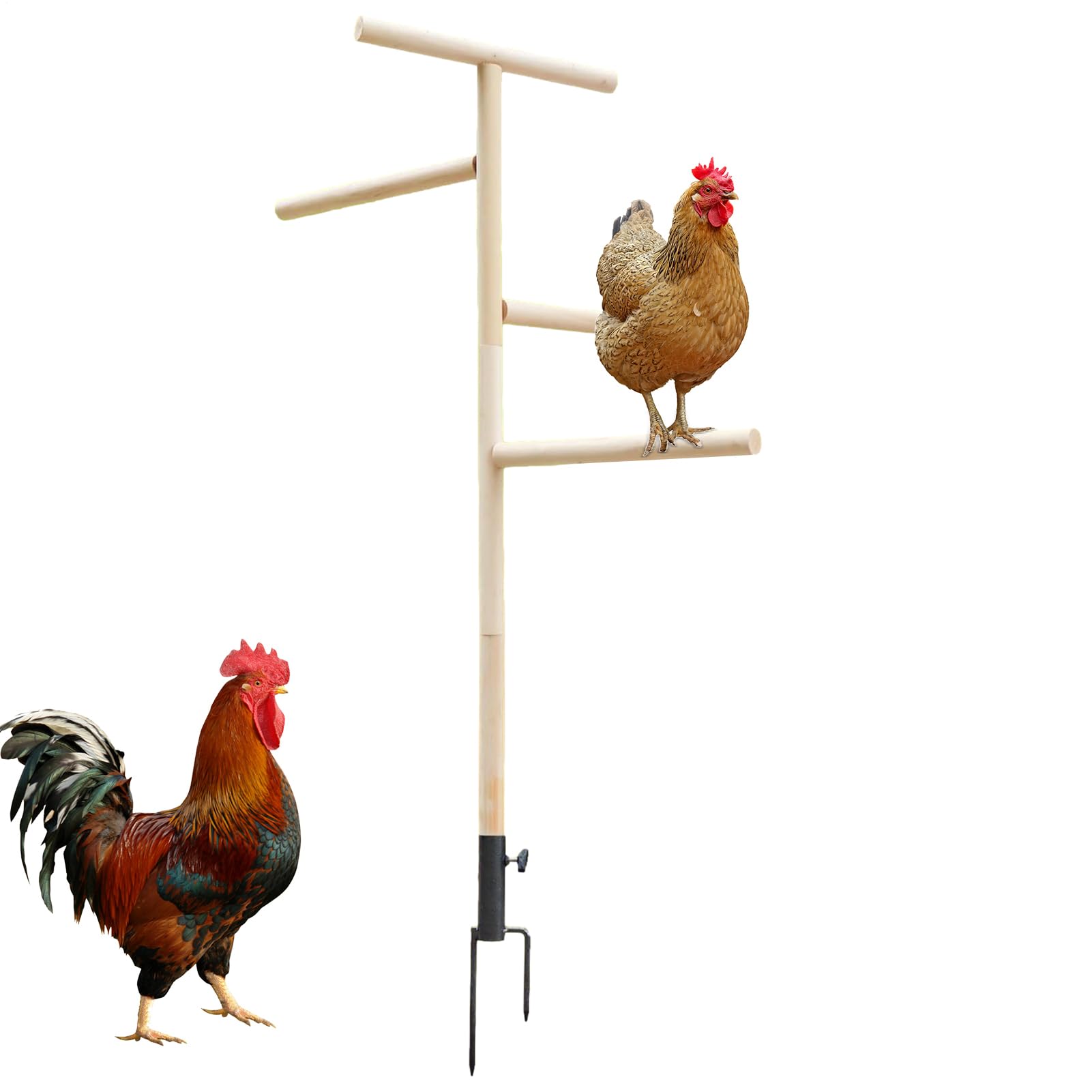 Percha De Pie para Pollos,Soporte De Perca para Pollitos Percha para Aves | Juguete de perca para patio de juegos enchufable en el suelo de metal para ca