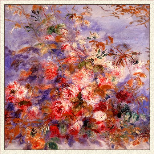 Rosas de The Window arte floral vintage para paredes vacías cuadro de lienzo Renoir sin marco