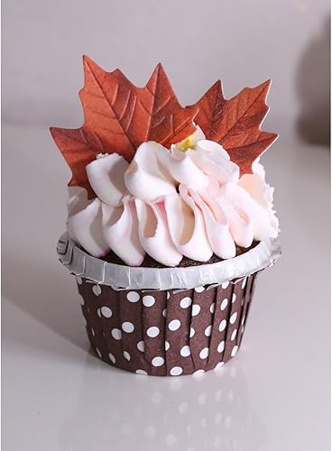 Miniatura 7 de GEORLD Juego de 36 hojas de otoño comestibles para tartas de hojas doradas, decoración de cupcakes de fiesta