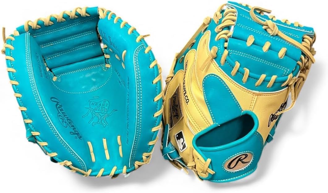 Rawlings Heart of the Hide Speed Shell Baseball Glove – Teal/Blonde – First Base Mitt & Catcher’s Mitt – Pro HOH Leather – Lightweight – RHT & LHT Available