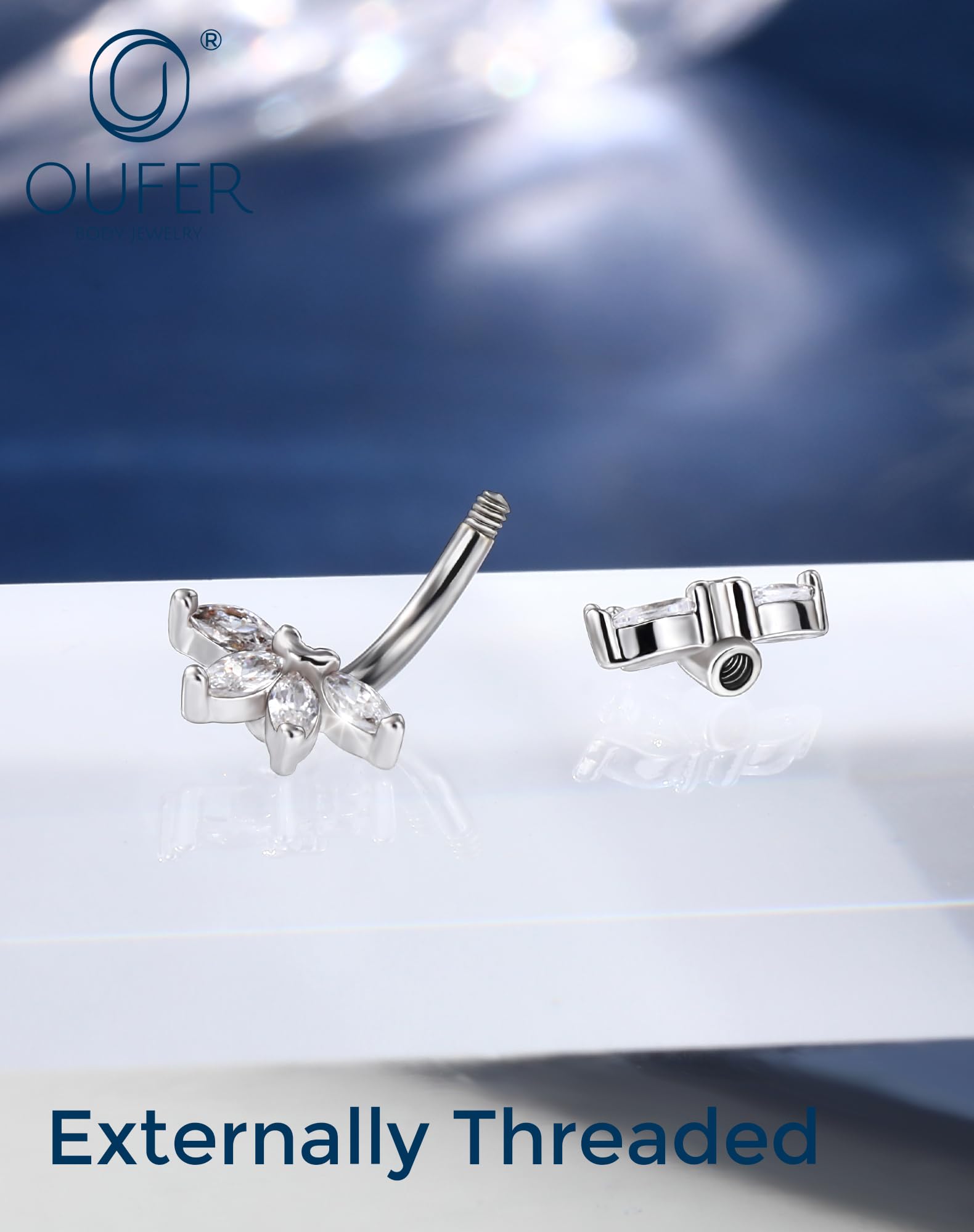 OUFER Lotus Rook Piercing Schmuck 16G Chirurgenstahl 316L Augenbrauen Piercing Klar Schwarz CZ Silber Gold Knorpel Helix Tragus Ohrringe 6 8 mm Lippenpiercing für Frauen - 5