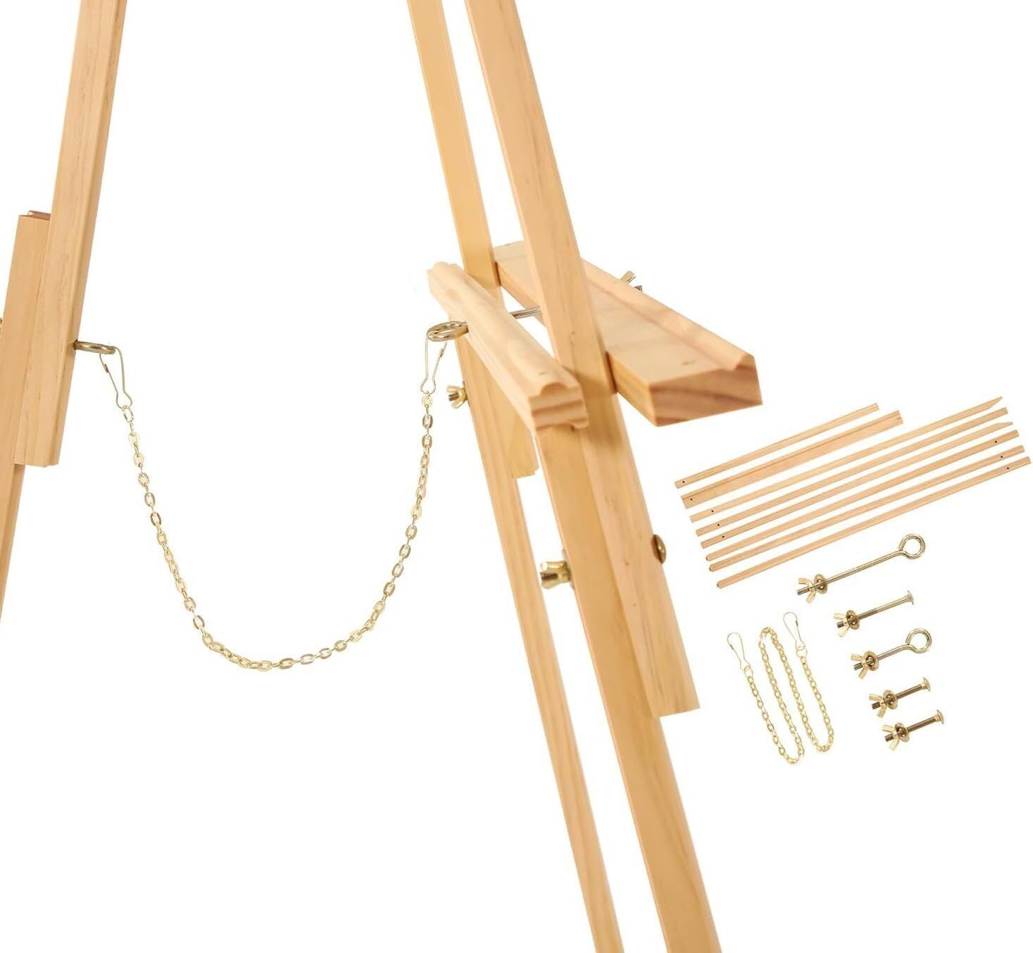 Cavalletto Pittura 160cm, Cavalletto Grande per Dipingere in Legno, Portatile con Treppiede, Regolabile Professionale, per Studio Artistico, Mostre, Matrimonio, Tableau, Quadro Disegno